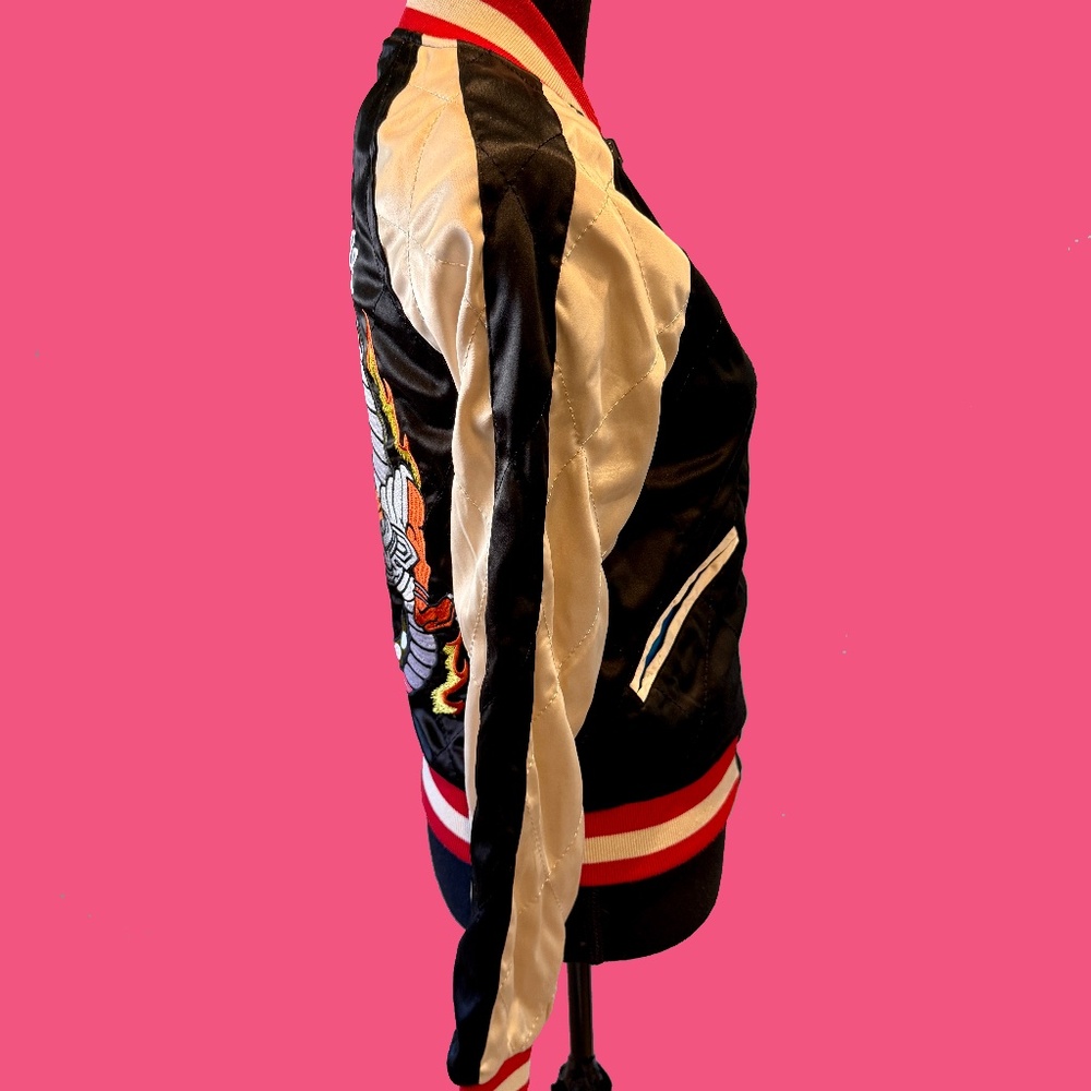 NWT Straight to Hell Black and Blue Souvenir Reversible Satin Jacket - Picture 5 of 10